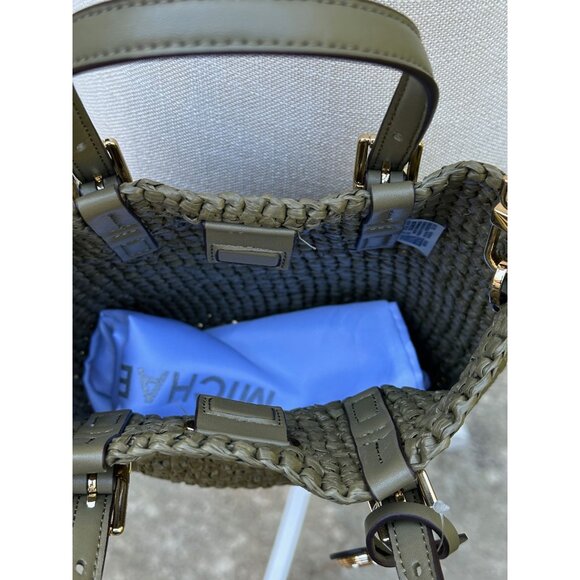 Michael Kors Safari Green Quinn Extra Small North South Straw Tote 32S5GQNC0W - Picture 4 of 16